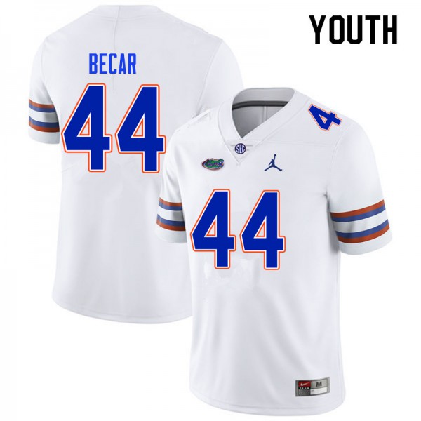 Youth #44 Brandon Becar Florida Gators College Football Jerseys White